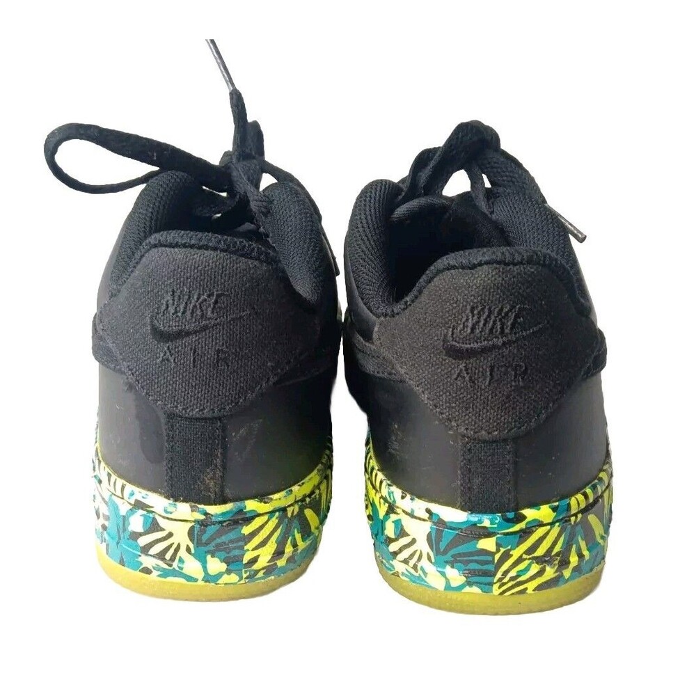 Nike Air Force 1 Premium Shoes Size 5.5 Y Black Volt Sneakers - Picture 5 of 8